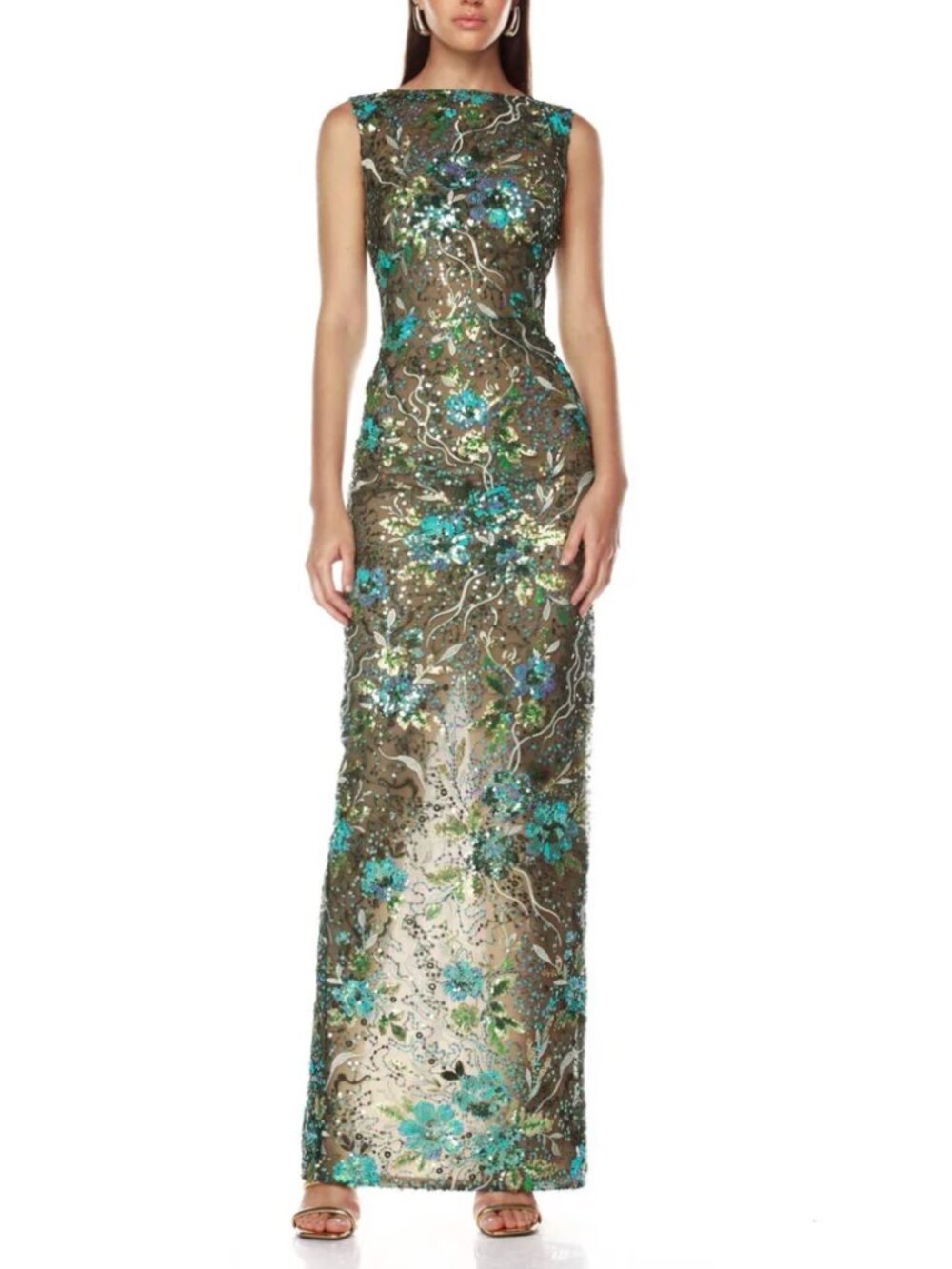 Bronx and Banco Violet Sequin Maxi Dress XS/S/M Green Cocktail